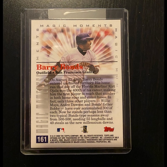BARRY BONDS 2000 Opening Day card #161 - Picture 2 of 2